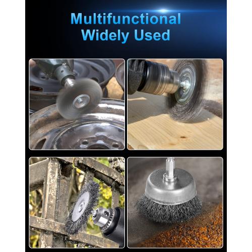 Rocaris 6 Pack Carbon Steel Wire Wheel and Pen Brush Set with 1/4-Inch Hex Shank for Rust Removal, Corrosion and Scrub Surfaces