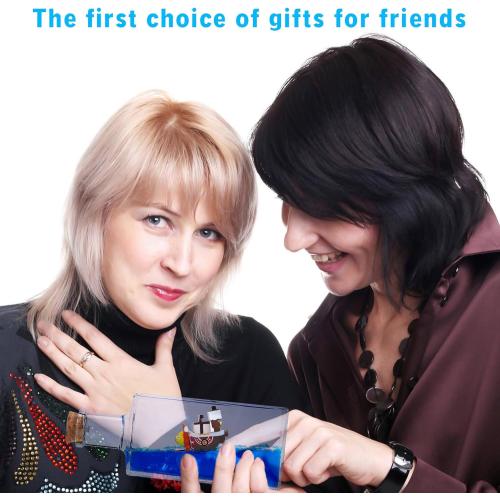 Honsheng Unsinkable Boat One Thousand Pirate Ship Piece Model Sunny Toys in a Bottle Box Acrylic Cruise Ship Fluid Drift Paperweight Desk for Decoration Boys Girls Gifts