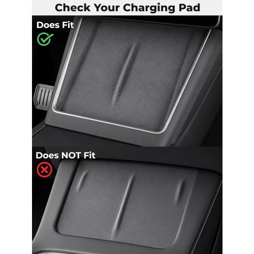 Charging Pad Cover for Tesla Model Y Juniper (2025/2026) & Model 3 Highland (2024/25/26) - Ultra Thin Silicone Mat Protector, Unobstructed Wireless Charging - Black