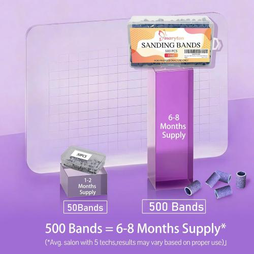 Maryton 500 Pcs Sanding Bands for Nail Drill, Fine Grit Nail Sanding Band Bulk for Professional Salons Manicure and Pedicure