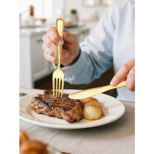 WDF 180 Pieces Disposable Plastic Gold Silverware Cutlery - Disposable Flatware Set 60 Forks, 60 Knives and 60 Spoons - Heavy Duty Gold Plastic Cutlery - Utensils for Baby Shower Wedding Spring