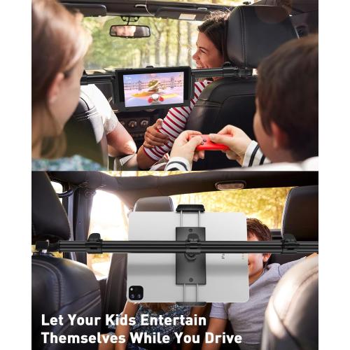 Tryone Car Tablet Holder Mount for iPad: Headrest Tablet Stand for Car Back Seat Compatible with iPad Pro Air Mini | Galaxy Tab | Kindle Fire HD | Switch OLED or Other 4.7-16.1 Devices