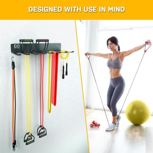 Double Circle Gym Equipment Storage Rack - Multi Purpose Gym Equipment Wall Rack Hanger for Pro Home Gym Storage for Exercise Bands, Barbell Bar, Jump Ropes, Chains, Lifting Belts (17 - Hooks)