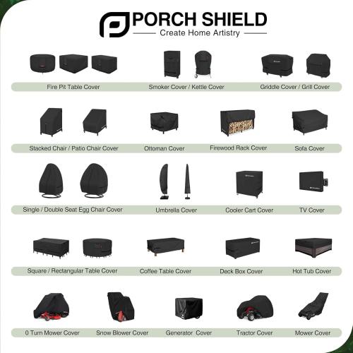 Porch Shield Round Patio Furniture Cover - Waterproof 600D Heavy Duty Outdoor Table and Chairs Cover 84 inch, Black