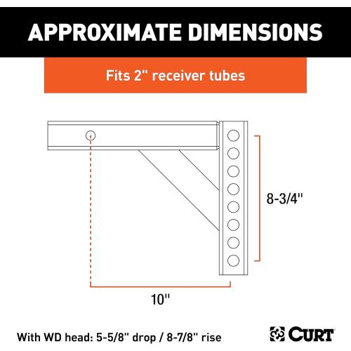 Curt Manufacturing 17120 Adj Hitch Bar 12 in X 5 625 in W/8 875 in Rise