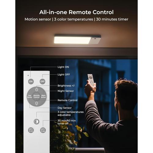 FULEN Rechargeable Motion Sensor Ceiling Light Upgraded,Closet Light with 12000mAh Battery, LED Shower Lights, Ceiling Lamp for Bathroom,Pantry,Garage,Remote Control