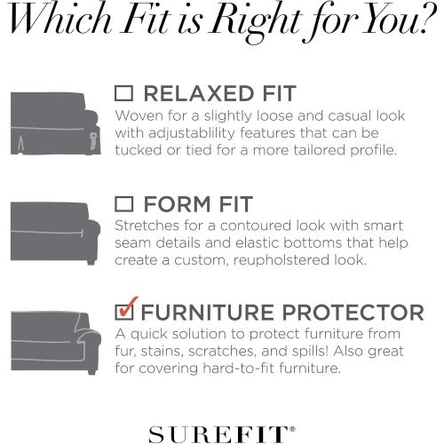 SureFit Home Décor SF44892 Microfiber Universal Cushion Sofa Quilted Furniture Throw Pet Couch Cover, Polyester, Machine Washable One Piece Dark Gray