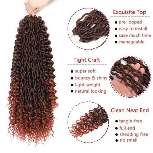 8 Packs New Goddess Locs Crochet Hair 22 Inch Copper Red River Faux Locs Crochet Hair Boho Crochet Braids for Black Women (22#T1B/350）