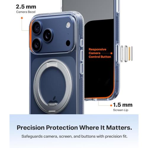 TORRAS 360 Magnetic Stand for iPhone 17 Pro Max Case, [Fit for MagSafe] [4X Military-Grade Protection] Slim Case for iPhone 17 Pro Max 6.9 2025, Clear, Ostand O3 Fitness Series
