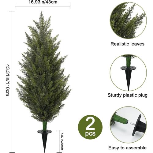 3.6FT Fake Topiary Trees Artificial Outdoor 2 Pcs UV Resistant Shrubs | Faux Cedar Tree for Outdoor Patio, Porch, Garden Indoor Planters Home Decoration