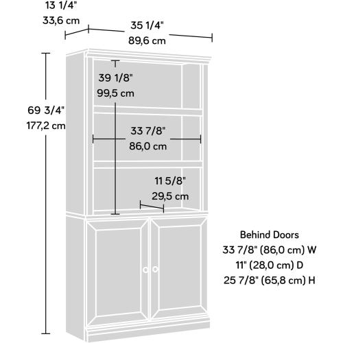 Sauder Select Book Shelf, Bookshelf with Storage, Library Bookcase with Doors and Adjustable Shelves, in Estate Black