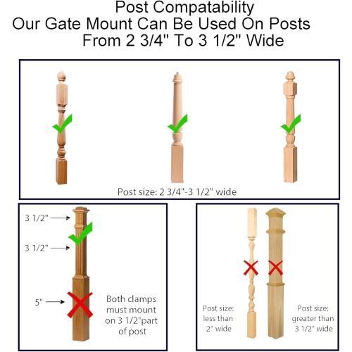 Safety Innovations No Hole Stairway Baby Gate Mounting Kit - Fits Posts from 2 3/4 inches to 3 1/2 inches Wide with Square or Round Tops - No Adhesives On Or Screws in Your Posts, (1-Pack)