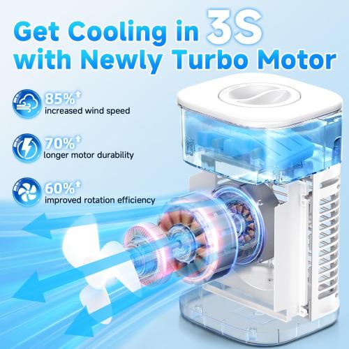 FANCOLE 4-IN-1 Small Air Conditioner w/ 2 Ice Packs, 16.5ft Remote, 1200ML Tank, 7H Smart Timer, 3Speed & 2Cool Mist Personal Air Conditioner, 7-Color Light Portable AC Unit for Bedroom Cover 100Sq.ft