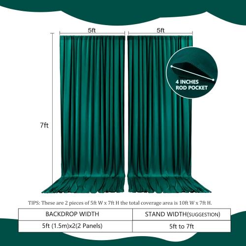 Panels Deep Green Backdrop Curtain, 10 x 7 Feet Background Curtains for Parties, Weddings, Baby Showers, Bachelorette Halloween, Christmas Birthday Party Photoshoot Backdrop Curtains Decorations