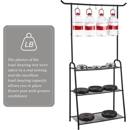 Plant Stand Indoor Outdoor,Metal Plant Stands for Multiple Plants,3 Tier Tall Hanging Plant Shelf,Large Heavy Duty Flower Holder Ladder Plant for Living Room, Patio, Balcony (Black)