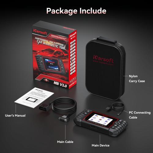 Bidirectional Diagnostic Tool for Most Mercedes-Benz/Sprinter/Smart from 1996-2023 iCarsoft MB V3.0 2025 Version 38  Reset Service OBD2 Full System Scanner Battery Test Actuation Test AutoVIN