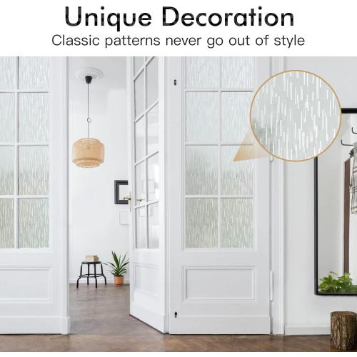 Haton Window Privacy Film, Frosted Glass Static Cling Sun Heat Blocking Window Clings, Frosting Opaque Coverings, Vinyl Removable Stickers Tint for Home Door Office, Non Adhesive 23.6 x 78.7