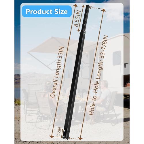 675364 33 RV Awning Inner Drive Arm Fit for Solera Regal 63 Assemblie, Aluminum Rail Anti-Rust Awning Pitch Arm, Black