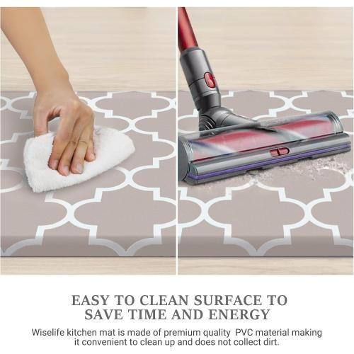 WISELIFE Kitchen Runner Rugs Anti-Fatigue mats,,Non Slip Waterproof Ergonomic Comfort Mat for Kitchen, Floor Home, Office, Sink, Laundry,Khaki
