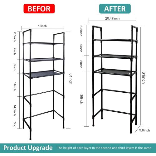 Over The Toilet Storage Shelf,3 Tier Storage Over Toilet,New Upgraded Multifunctional Over The Toilet Rack Increase in Width and Thickness,Space Saver Bathroom Shelves,More Stable and Easy to Install
