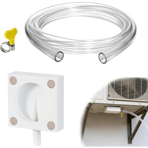 NNG Magnetic Window AC Drain Kit, 4FT Clear Condensate Drain Hose with Stainless Clamp, No-Drill Magnetic Drain Adapter for Window & Mini Split AC Units