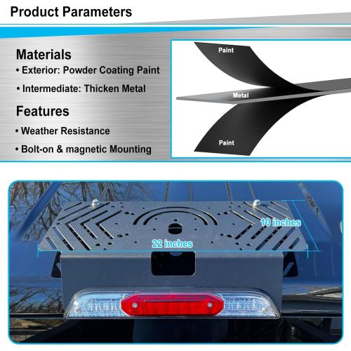 TOPOWN Metal Drill-Free Light Bar Cab Mount for Ford F-150 (2015 ) for Ford F-250-F-550 (2017 ), Fit for Magnetic Light Bar and Magnetic Antenna, Support Bolt-on Mounting, Metal Light Bar Mount