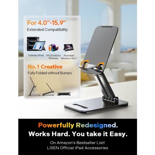 LISEN for iPad Stand Tablet Holder for Desk, Office Desk Accessories for Men Women Kids Tablet Gifts, Office Home Essentials Gadgets Portable Monitor Stand for 2026 New iPad a16 Accessories Switch