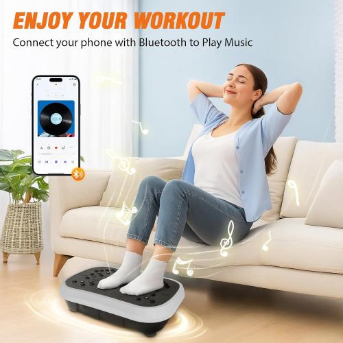 ALSO GO Vibration Plate Exercise Machine for Lymphatic Drainage, 10 Preset Modes & 200-Level Vibrating Platform Machine for Weight Loss/Body Workout, Home Gym Fitness Shake Plate with Resistance Bands