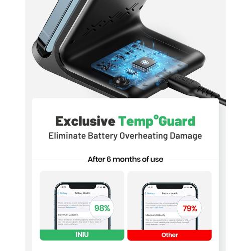 INIU Wireless Charger, 15W Fast Qi Certified Wireless Charging Station with Sleep-Friendly Adaptive Light Compatible with iPhone 16 15 14 13 Pro XS 8 Plus Samsung Galaxy S25 S24 S23 Note 20 Google etc