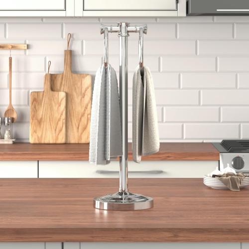 Hoimpro Hand Towel Holder Stand Bathroom Countertop Towel Bar Rack Chrome