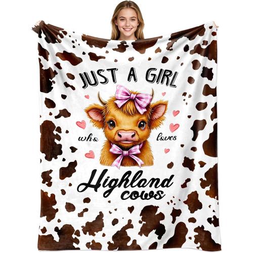 Christian Gifts for Women Inspirational Bible Verse Blanket Religious Scripture Prayer Faith Throw Blanket Soft Flannel Healing Blanket Brown - Highland Cow 50x40