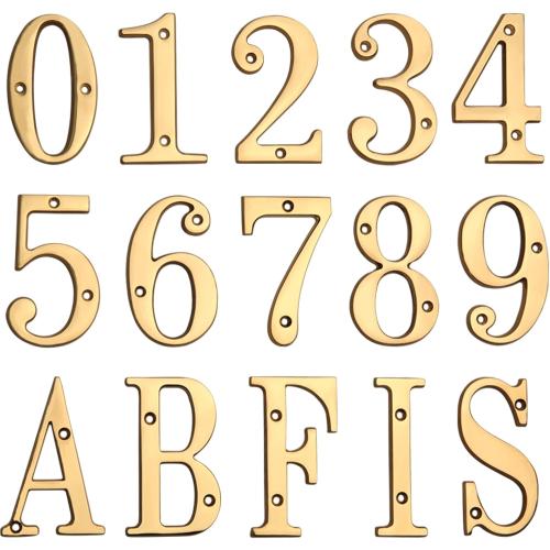 HASWARE House Number Sign 4 inch (10 cm) Polished Brass Finish Stylish Curvy Modern Door Numbers Signage Plaque Street Home Address Numerals(2, Brass)