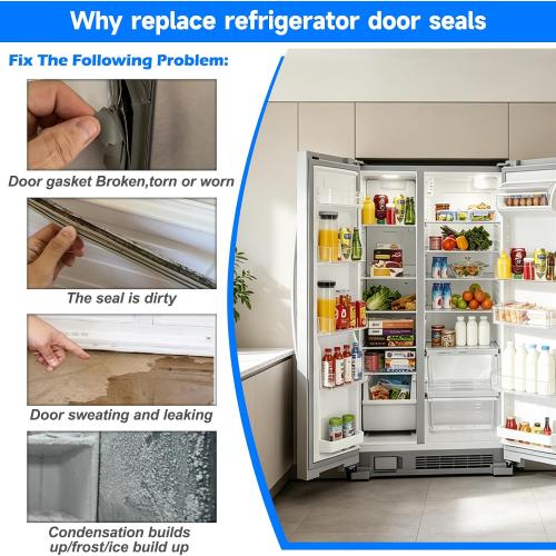 Upgraded 241786006 241786014 Freezer Door Gasket Compatible for Frigidaire Refrigerator Freezer Door Seal 241786002 241786010 FFHS2611PF4 FGHS2631PF4A Gray-White
