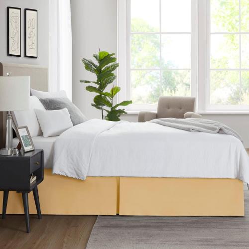 Nestl Gold Bed Skirt Cal King Size - Cal King Bed Skirt 14 Inch Drop - Brushed Microfiber Bed Skirts - Hotel Quality Pleated Bed Skirt - Shrinkage & Fade Resistant