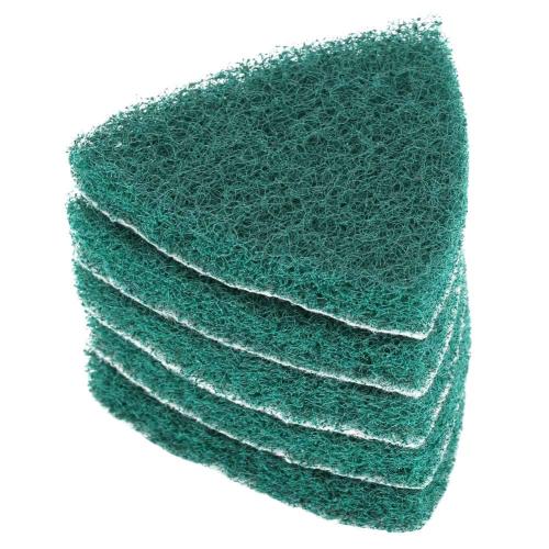 5 Pcs Triangle Scouring Pad, Scouring Stick, Self Adhesive Plate Grinding Machine Accessories, Green Scrub Pads for Surface Sanding Polishing