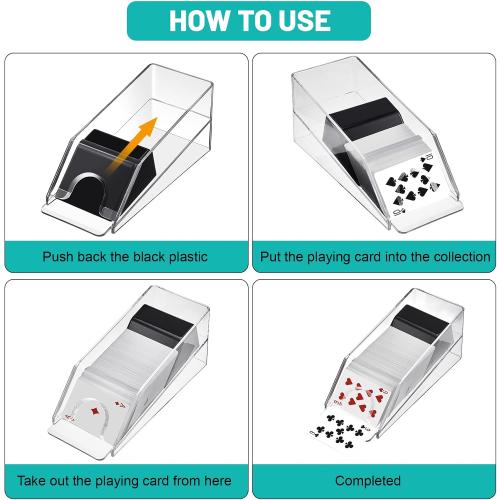 Honoson Blackjack Shoe and Discard Tray Clear Acrylic Blackjack Dealing Shoe Card Dispenser for Playing Cards Discard Holder Trays for Game Poker Accessories(4 Deck)