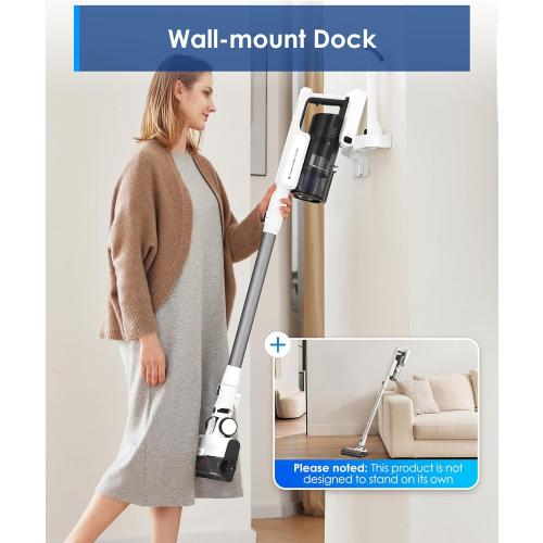 Tineco A20 Cordless Stick Vacuum Cleaner, Powerful Suction, 3 Modes for Multi-Level Messes, 1L Larger Dustbin, Ergonomic Dual-Handle Design, Wall-Mount Dock, LED Headlight