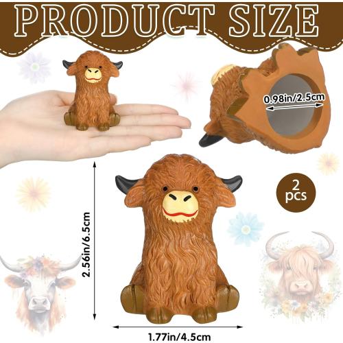 Honeydak 2 Pack Toilet Bolt Caps Decorative Highland Cow Toilet Bolt Screw Covers Cute Ceramic Bathroom Decor Fun Themed Gadgets Bathroom Replacement Parts