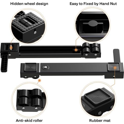 Appliance Rollers Heavy Duty,Newest Extendable Appliance Sliders,Liftable Washing Machine Base,Easily Move Washer and Dryer Machines,Refrigerators,Furniture-Black