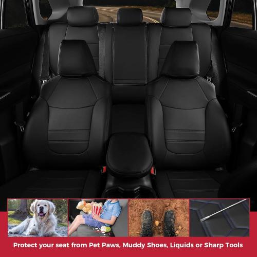 FREESOO for Toyota RAV4 Seat Covers - Custom Fit Car Seat Covers Full Set for Toyota RAV4 2025 2024-2019 LE XLE Limited XLE Premium - Luxury Waterproof Leather SUV Seat Covers - Black