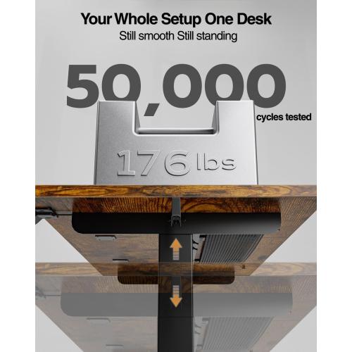 Acrolix Electric Standing Desk, Height Adjustable Home Office Desk with Memory Presets & Cable Management,Rustic Brown Sit Stand Desk for Work from Home, Ergonomic Computer Desk (48 x 24)
