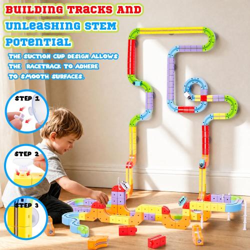 Electric Train Set for Kids,3D Infinity Flexible Track, DIY Track Building Kits with Train and Traffic Signs Traffic, STEM Gravity-Defying Learning Toy for Boys Girls 4 5 6 7 8 Birthday