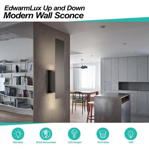 Edwarmlux Indoor Wall Sconces, Modern Wall Lights, Up and Down Wall Mount Light, Dimmable Hardwired Wall Light for Bedroom, Living Room, Hallway, GU10 Bulbs Excluded, 2 Pack (Matt Black)
