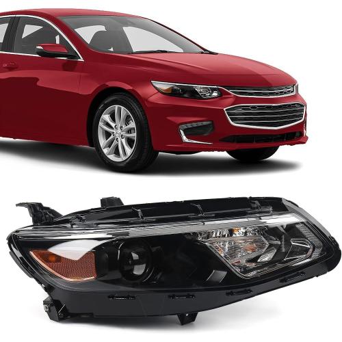 FIONE Headlight Assembly for Chevy Malibu Projector 2016-2018 Replacement Halogen Headlamp Right Passenger Side 84585120 GM2503426