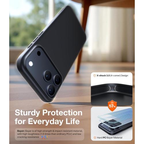 TORRAS Magnetic Slim Fit for  Case 6.3 inch, Ultra-Thin, Compatible with MagSafe, Lightweight Matte Anti-Scratch Hard PC Cover, OriginFit, Black