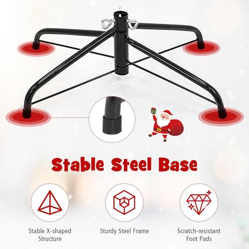 7.5ft Artificial Pencil Christmas Tree, Unlit Slim Xmas Pine Tree w/ Branch Tips, Metal Foldable Base, Ideal for Holiday Home Office Party Decor, Green