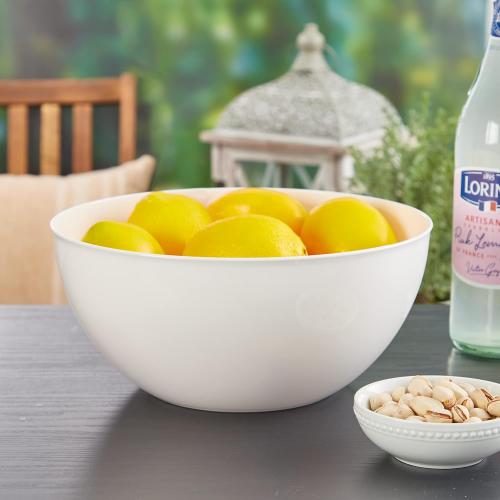 US Acrylic Vista White Plastic Salad and Serving 10-inch Bowls | set of 3 | Reusable, BPA-free, Made in the USA | 135 oz. capacity