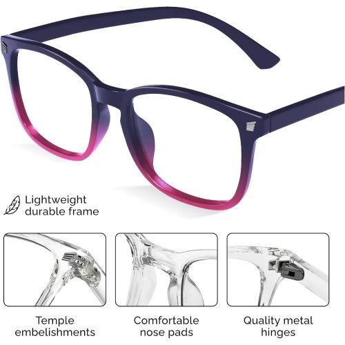 livho Blue Light Blocking Glasses, Computer Reading/Gaming/TV/Phones Glasses for Women Men,Anti Eyestrain & UV Glare