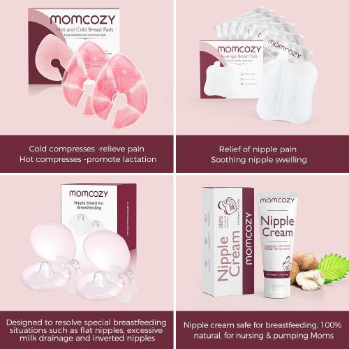 Momcozy Larger Breast Therapy Packs, Hot and Cold Breast Pads with 2 Soft Covers, Breastfeeding Essentials，2 Pack，Pink