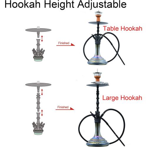 Complete Hookah Set with Everything - 4 Hookah Hose Portable Glass Hookahs Set with Washable Clay Hooka Bowl Coal Tongs Silicone Bong Aluminum Stem with Diffuser for Narguile Smoking